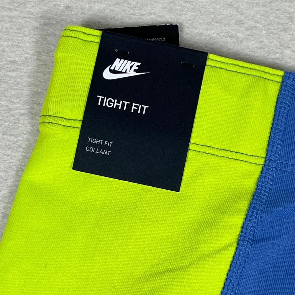 Nike Sportswear Colorblock Leg-A-See Leggings Womens L Blue Neon Green NWT - Picture 9 of 10